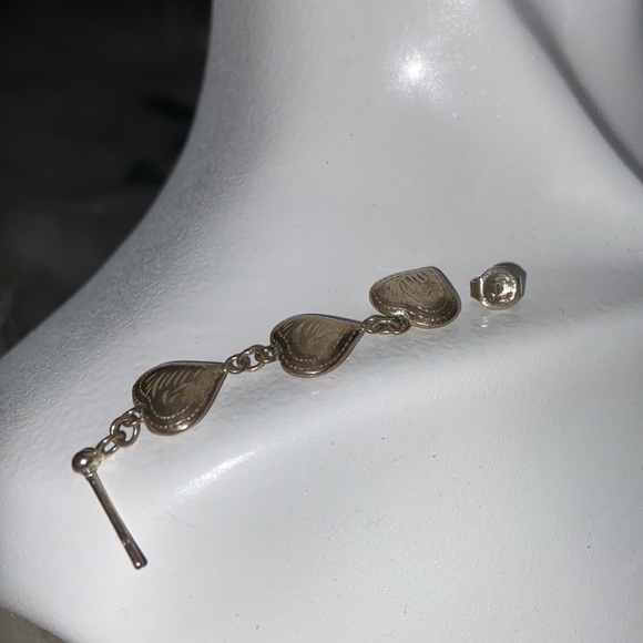 Sterling Silver Dangling Heart Earrings - Picture 12 of 17